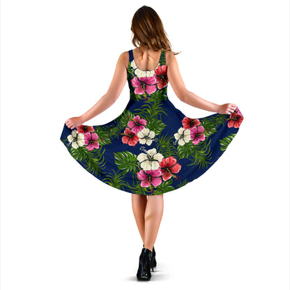Hibiscus Pattern Print Design HB028 Midi Dress