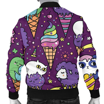 Ice Cream Pattern Print Design IC07 Men Bomber Jacket