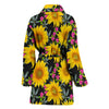 Sunflower Pattern Print Design SF014 Women Bathrobe