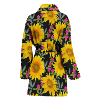 Sunflower Pattern Print Design SF014 Women Bathrobe