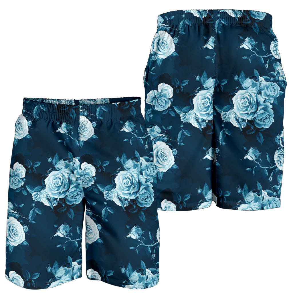 Rose Blue Pattern Print Design RO014 Mens Shorts