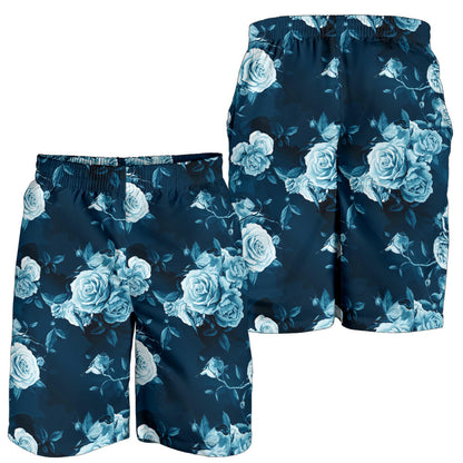 Rose Blue Pattern Print Design RO014 Mens Shorts