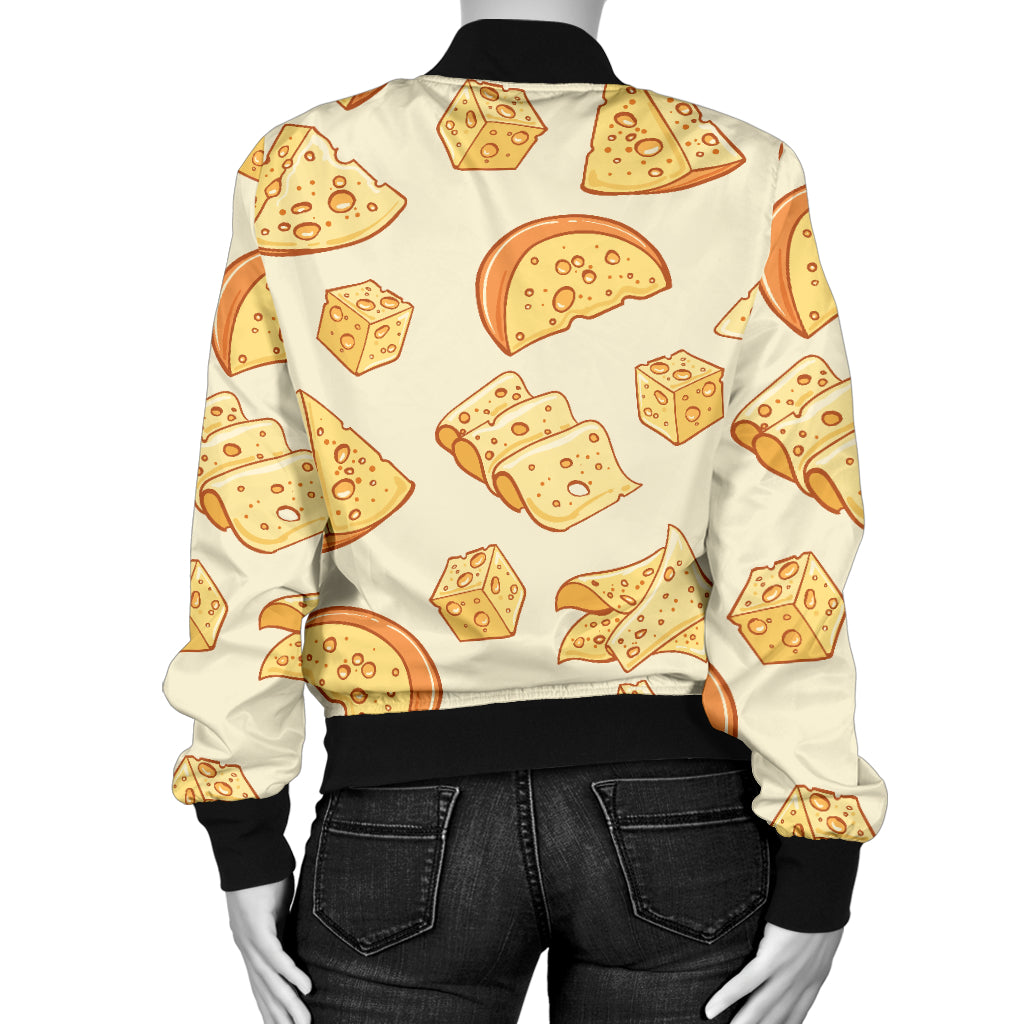 Cheese Pattern Print Design 01 Women's Bomber Jacket