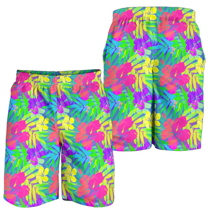 Neon Tropical Pattern Print Design A03 Mens Shorts
