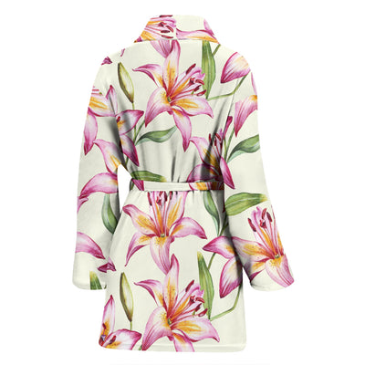 Lily Pattern Print Design LY011 Women Bathrobe