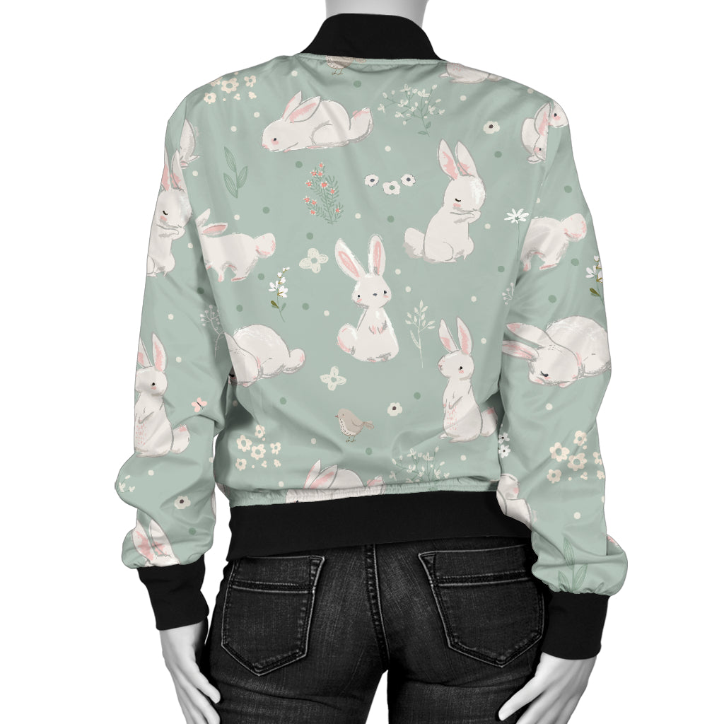 Bunny Pattern Print Design 03 Women's Bomber Jacket