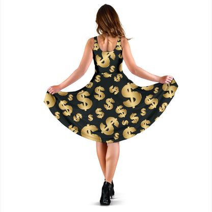 Dollar Pattern Print Design DO04 Midi Dress
