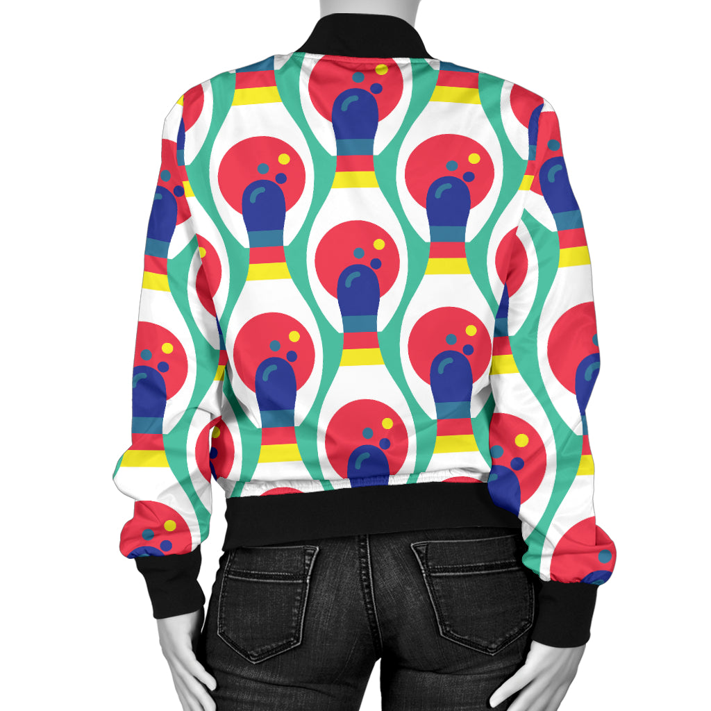 Bowling Pattern Print Design 05 Women's Bomber Jacket