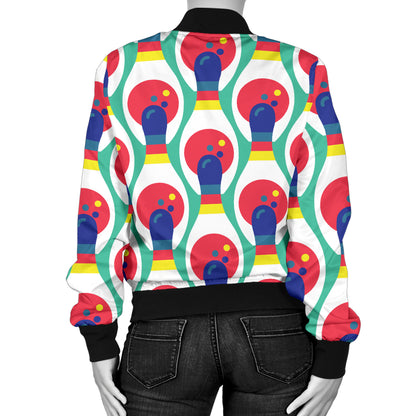 Bowling Pattern Print Design 05 Women's Bomber Jacket