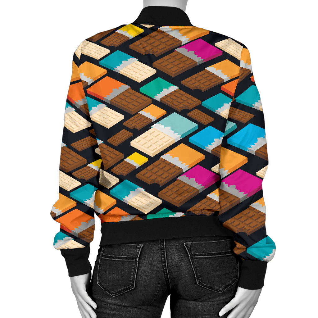 Chocolate Pattern Print Design 02 Women's Bomber Jacket