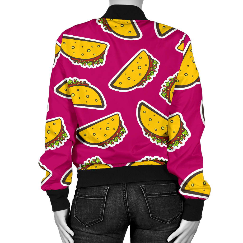 Taco Pattern Print Design TC01 Women Bomber Jacket