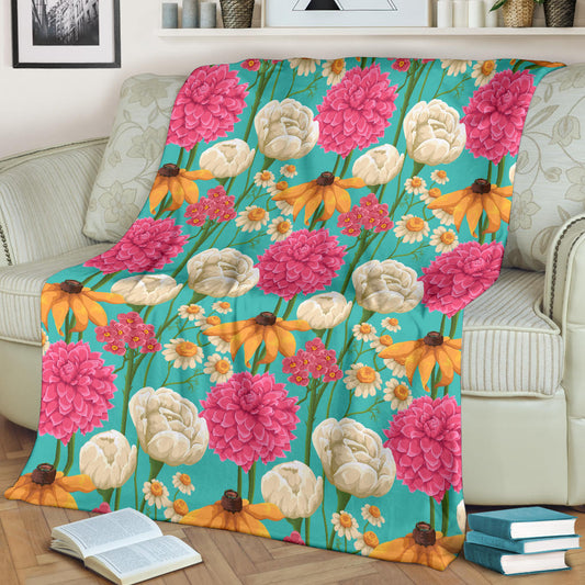 Summer Floral Pattern Print Design SF07 Fleece Blanket