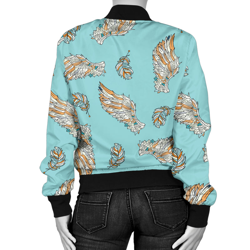 Angel Wings Pattern Print Design 03 Women's Bomber Jacket