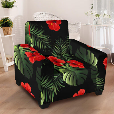 Red Hibiscus Tropical Armchair Slipcover