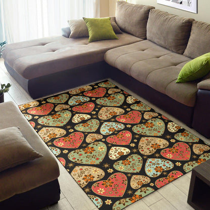 Heart Boho Pattern Print Design HE04 Area Rugs