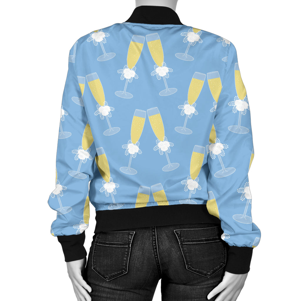 Champagne Pattern Print Design 06 Women's Bomber Jacket
