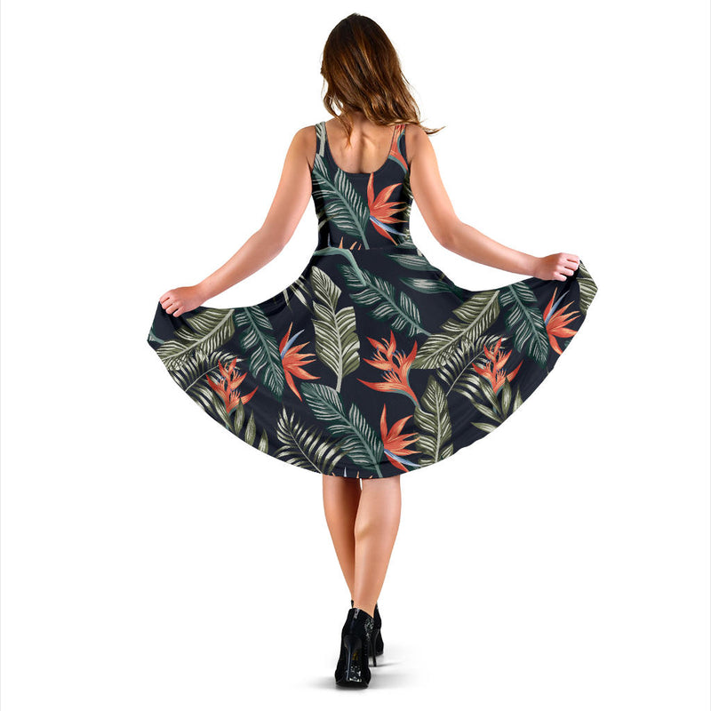 Bird Of Paradise Pattern Print Design BOP02 Midi Dress