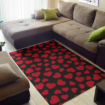 Heart Red Pattern Print Design HE01 Area Rugs
