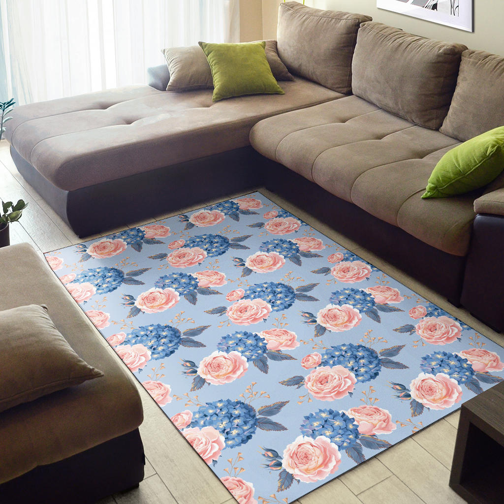 Hydrangea Pattern Print Design HD06 Area Rugs