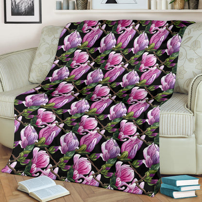 Magnolia Pattern Print Design MAG011 Fleece Blanket