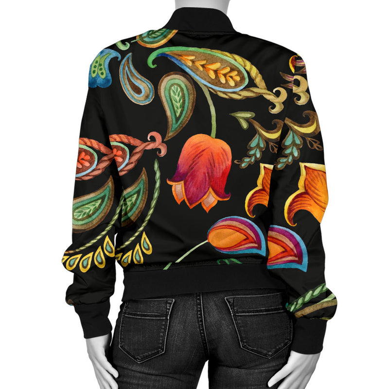 Tulip Boho Pattern Print Design TP09 Women Bomber Jacket