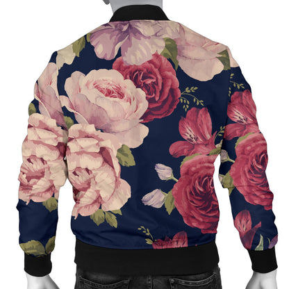 Peony Pattern Print Design PE03 Men Bomber Jacket