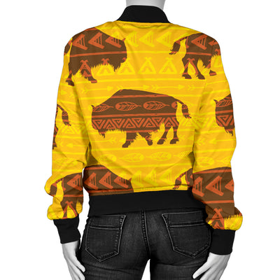 Bison Native Pattern Print Design 01 Women's Bomber Jacket