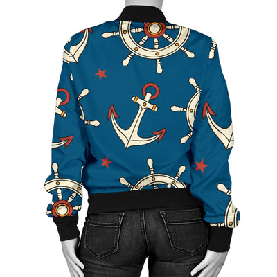 Anchor Pattern Print Design 02 Women's Bomber Jacket