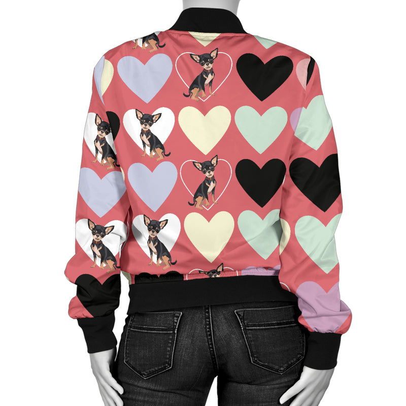 Chihuahua Pattern Print Design 01 Women's Bomber Jacket