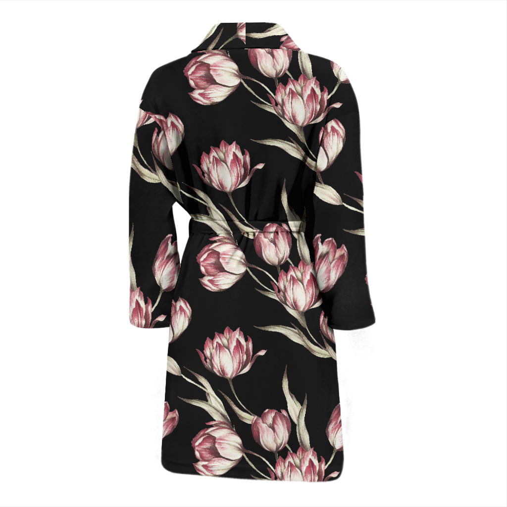 Tulip Pink Pattern Print Design TP02 Men Bathrobe