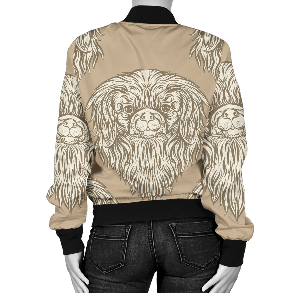 Pekingese Pattern Print Design A01 Women's Bomber Jacket