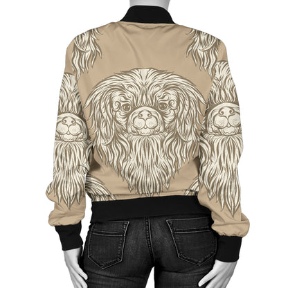 Pekingese Pattern Print Design A01 Women's Bomber Jacket
