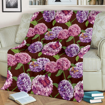 Hydrangea Pattern Print Design HD08 Fleece Blanket