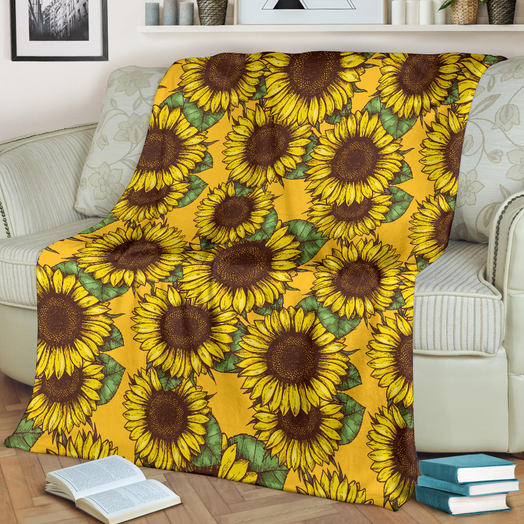 Sunflower Pattern Print Design SF04 Fleece Blanket