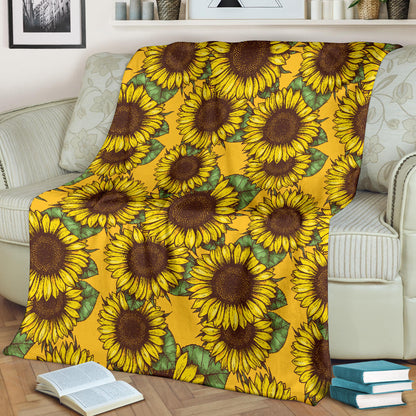 Sunflower Pattern Print Design SF04 Fleece Blanket