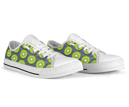 Kiwi Pattern Print Design KW06 White Bottom Low Top Shoes