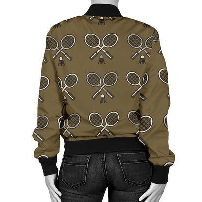 Badminton Pattern Print Design 07 Women's Bomber Jacket