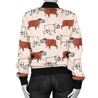 Bulldogs Pattern Print Design 04 Women's Bomber Jacket