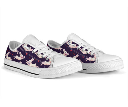 Rabbit Pattern Print Design RB016 White Bottom Low Top Shoes
