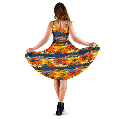 Palm Tree Pattern Print Design PT010 Midi Dress
