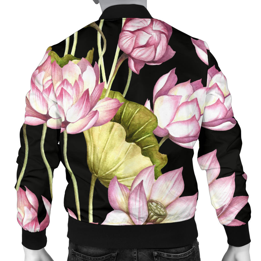 Water Lily Pattern Print Design WL06 Men Bomber Jacket