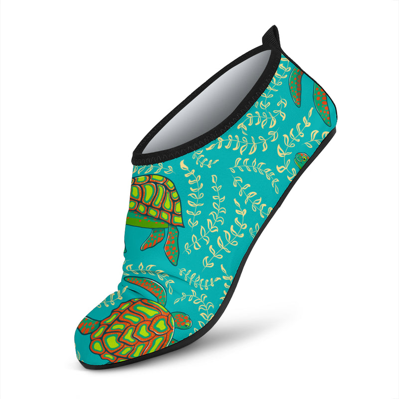 Sea Turtle Pattern Print Design T010 Aqua Water Shoes