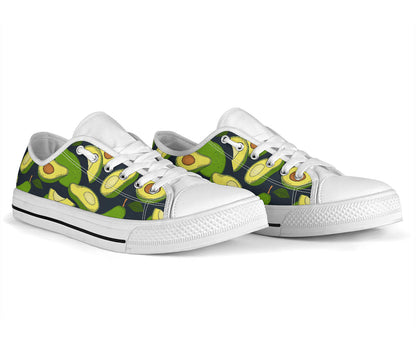 Avocado Pattern Print Design AC013 White Bottom Low Top Shoes