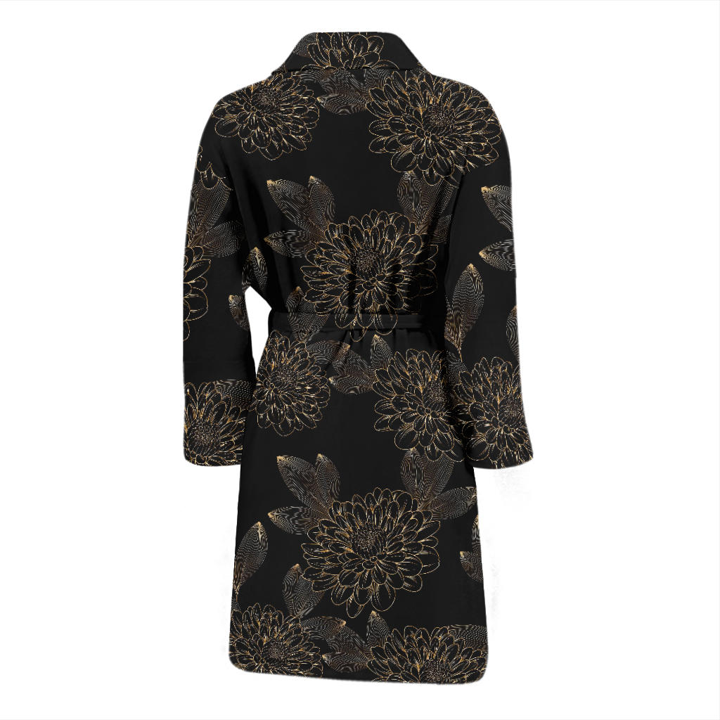 Dahlia Pattern Print Design DH04 Men Bathrobe