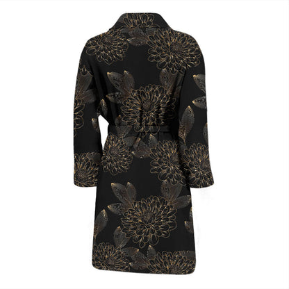 Dahlia Pattern Print Design DH04 Men Bathrobe