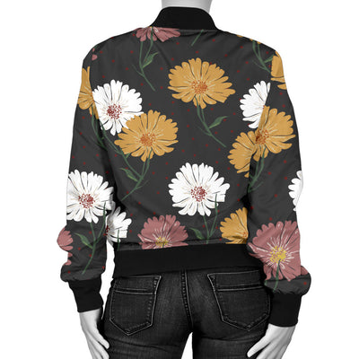 Daisy Pattern Print Design DS04 Women Bomber Jacket