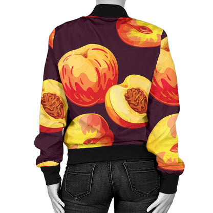 Peach Pattern Print Design A04 Women's Bomber Jacket