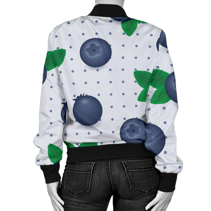 Blueberry Pattern Print Design BB02 Women Bomber Jacket