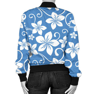 Hibiscus Pattern Print Design HB09 Women Bomber Jacket