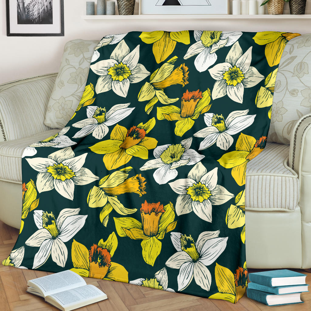 Daffodils Pattern Print Design DF02 Fleece Blanket